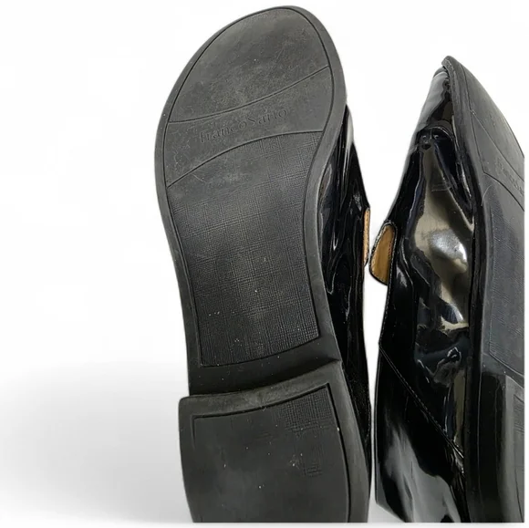 Franco Sarto Black Patent Tassel Loafers Size 10 Classic Chic Slip - Ons Preppy - Picture 6 of 10
